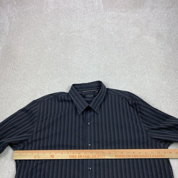 7 Diamonds Shirt Men XXL Button Up Long Sleeve Black Striped - Picture 12 of 14